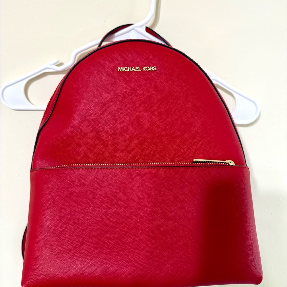 Michael Kors Red Saffiano Leather Mini Backpack - Picture 3 of 3